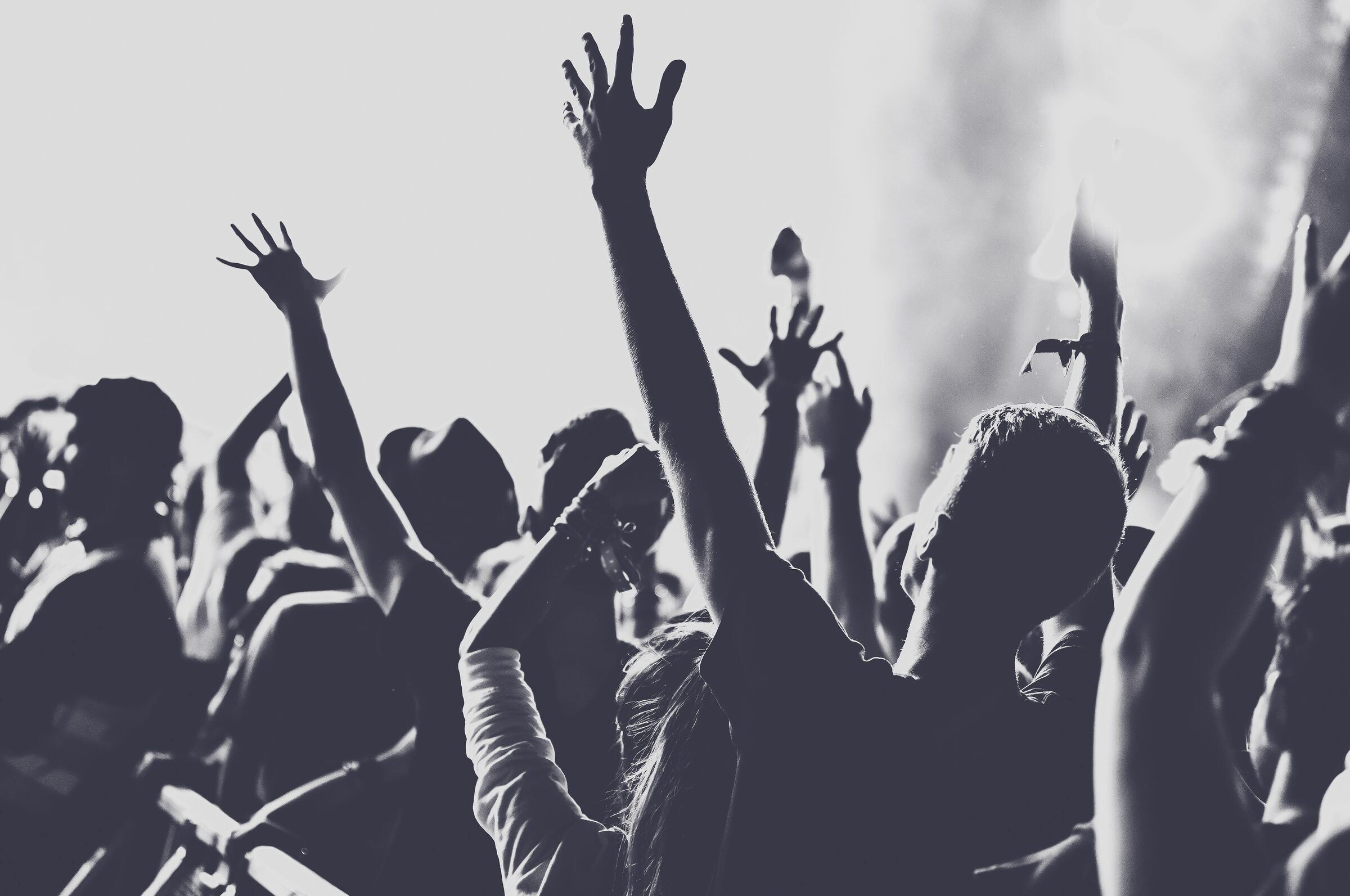 Publikum bei einem Konzert mit erhobenen Händen